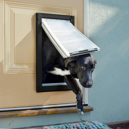 Endura Flap Double Flap Pet Door for Door Installations | Stylish for Interior & Exterior Doors | Durable Aluminum Frame & Weatherproof Dual-Layer Flap | Black, Large, Double Flap