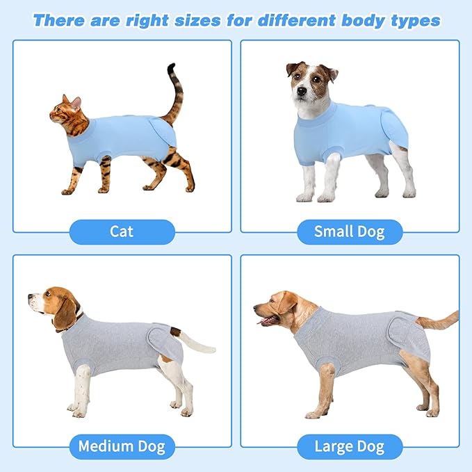 2 Packs Breathable Cotton Dog Recovery Suit for After Neuter Spay Abdominal Wounds Protector, Professional Anti-Licking Onesies for Male Female Pets Surgery Bandages, 2XL Red & Blue Pure