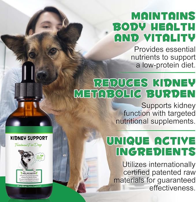 Pet Kidney Support for Dogs, Veterinarian Formulated, Supports Healthy Kidney Function in Dogs, Promotes Overall Physical Health and Vitality, Herbal Supplement, Easy to Absorb, 2 oz