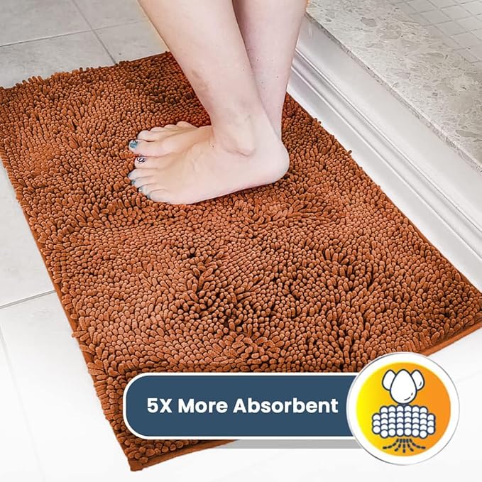 Muddy Mat® | Super Absorbent Door Mat Indoor, Microfiber Quick Dry Chenille Entryway Rug, Non-Slip Front Door Mat, Indoor Mats for Entryway, Machine Washable Pet Rug, Orange 36"x60"