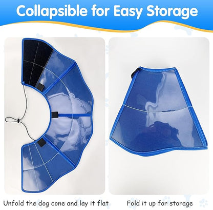 Foldable Dog Cone Collar After Surgery, Adjustable Soft Dog Cone, Soft Inner & Sturdy Protective Recovery Collar to Prevent Dogs from Licking Wounds (M)