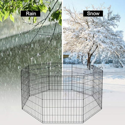 BestPet | Foldable Dog Playpen | 30 Inch, 8 Panels | Metal Pet Exercise Pen | Indoor Outdoor Portable Dog Fence with Door | Removable, Rust-Resistant Secure Pet Kennel | Easy to Assemble