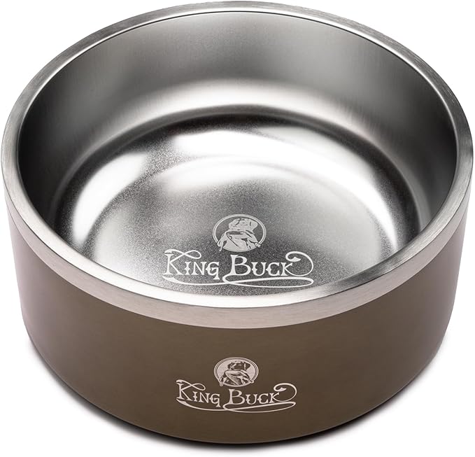 King Buck Thermal Dog Bowl, Antique Bronze, 8 Cup Size