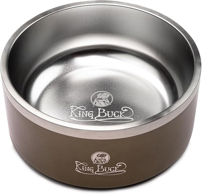 King Buck Thermal Dog Bowl, Antique Bronze, 8 Cup Size