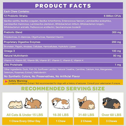 NATURE TARGET Probiotics for Dogs, Duck Flavored Dog Probiotics with Prebiotics and Digestive Enzymes for Dog Gut Health, Vitamins and Omega 3 for Skin & Coat & Immune Health - 120 Treats