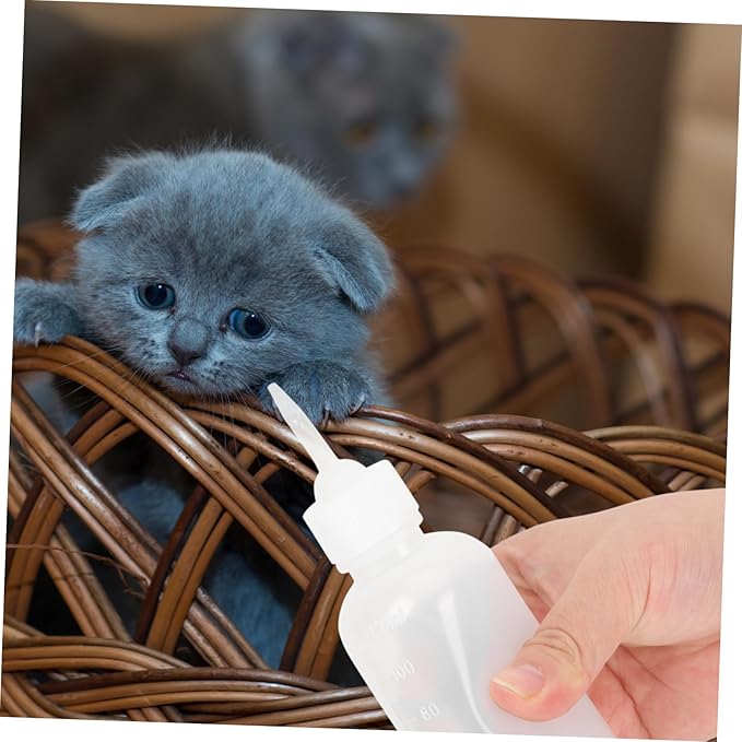 Kisangel 4pcs Plastic Kitten Puppy Milk Bottle Cat Dog Feeding Bottle for Newborn Pet Nursing