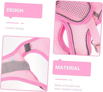 balacoo 1set Reflective Dog Harness and Leash Set Breathable Mesh Outdoor Walking Gear for Summer and Comfortable Pet Walking Pink