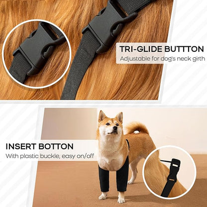 ROZKITCH Dog Surgery Leg Sleeve for Front Legs, Pet Prevent Licking Scratching Wound Elbow Knee Protector, Dog Leg Sleeve to Stop Licking Cone Collar Alternative for Sprain ACL CCL Arthritis Black 3XL