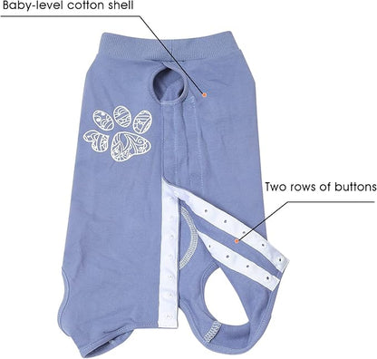 Jiupety Dog Recovery Suit Adjustable, Not Fit Slim and Long Body, Dogs Suit for Surgery Recovery, L Size, Anti-Licking Surgical Dog Onesies, Blue & Paw