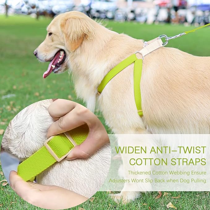 No Pull Dog Harness and Leash Set, Callor, Step in Dog Halter Harness with Poop Bag Holder, Adjustable Lightweight Cotton Straps Suitable for Small Medium Large Dogs Outdoor Walking Running Hiking