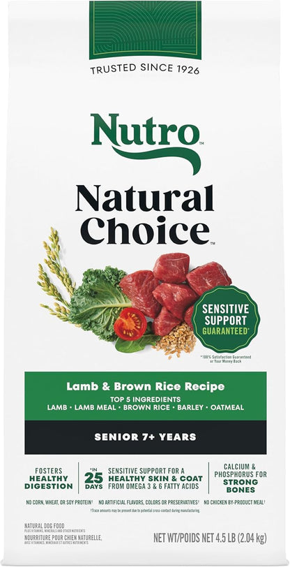 Nutro Natural Choice Senior Dog Food, Lamb & Brown Rice Recipe, 4.5 lb. Bag