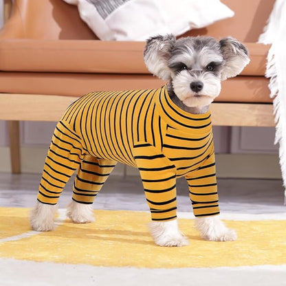 Kuoser Recovery Suit for Medium Dogs After Surgery, Long Sleeve Dog Surgery Recovery Suit, Dog Onesie for Abdominal Wounds Skin Disease, Yellow M