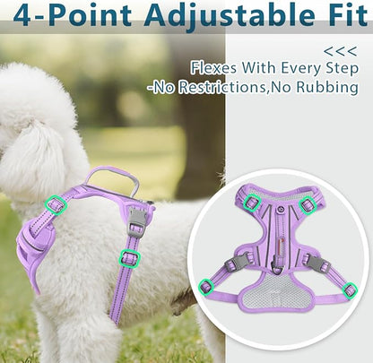 BARKBAY Dog Harness No Pull Oxford with ID Tag Pocket - Heavy Duty, Reflective, Easy Control for Large Dogs(Violet Purple Oxford,XS)