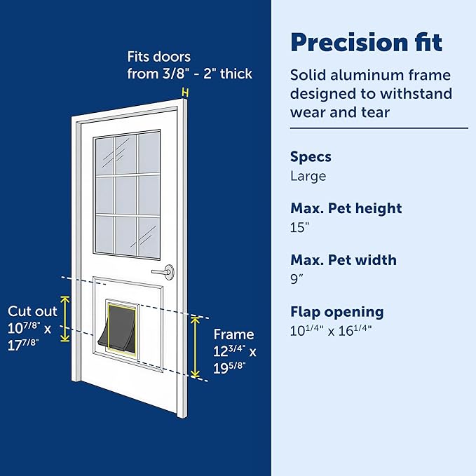 PetSafe Freedom Aluminum Dog and Cat Door - Durable Frame - Small, Medium, Large, X-Large