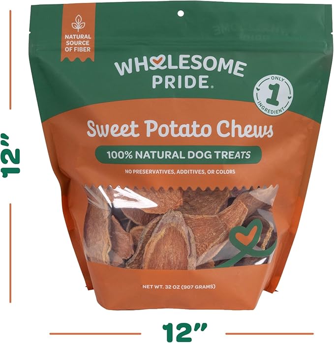 Wholesome Pride Sweet Potato Chews All-Natural Single Ingredient Dog Treats, 32 oz