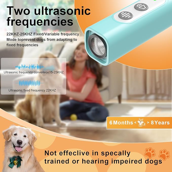 Anti Barking Device for Dogs - Dog Bark Deterrent Devices for Stopping Bad Dog Behavior - Ultrasonic Dog Bark Deterrent, Refuse to Shout and Slap - Best Anti Barking Device Rechargeable（Blue）