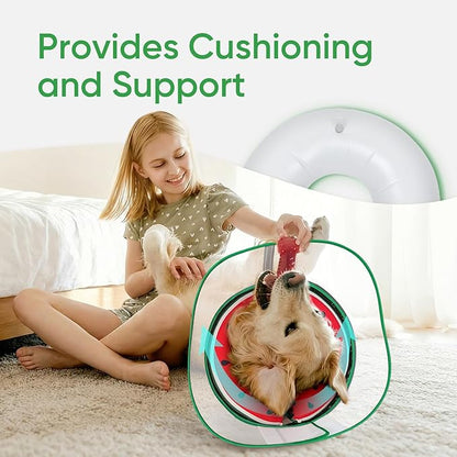 Supet Raised Inflatable Dog Cone After Surgery - Adjustable Recovery Donut Collar with Removable Shield to Stop Licking Wounds & Protect Stitches - Soft Dog Cone Alternative for Dogs (Watermelon,XXL)