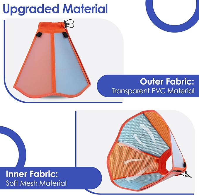 AOFITEE Dog Cone - Cones for Dog to Stop Licking, Dogs Soft Cone After Surgery, Adjustable Dogs Cones Collar Elizabethan Pet E-Collar for Medium Pets, Pet Recovery Collar, OrangeBlue Medium