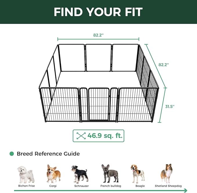 FXW AuraSpace Pro Acrylic & Wire Mesh Indoor Dog Playpen, 32" Height 12 Panels Metal Dog Pen for Small and Medium Dogs, Black│Patented