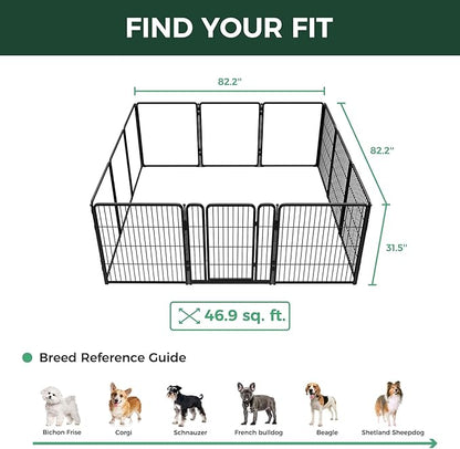FXW AuraSpace Pro Acrylic & Wire Mesh Indoor Dog Playpen, 32" Height 12 Panels Metal Dog Pen for Small and Medium Dogs, Black│Patented
