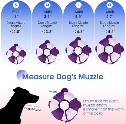 Inflatable Recovery Dog Collar -Lightweight Adjustable,Protective Donut Cone After Surgery for Wound Healing,Prevent from Biting or Scratching,Waterproof & Easy to Clean (Purple,L)