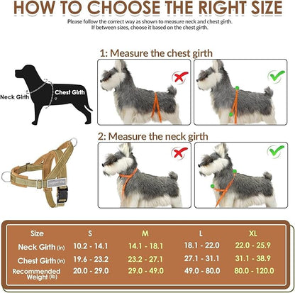 SlowTon No Pull Dog Harness - Heavy Duty Dog Harness and Leash Set for Medium Large Dogs, Reflective Tactical Harness with Soft Padded and Front Clip for Easy Walk and Training (Y, XL)