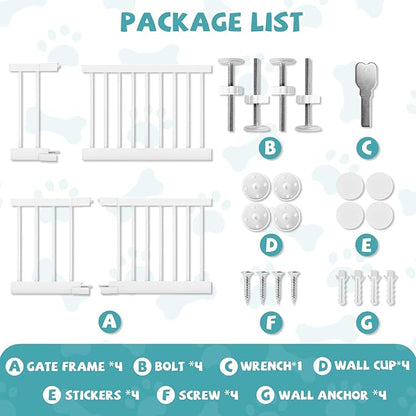 Metal Short Dog Gate, 13” Tall Puppy Small Pet Gate to Step Over, 17"- 44" Pressure Mount Indoor Outdoor Dog Gates with 4 Extension Kits, Small Puppy Gate for Doorways & Stairs