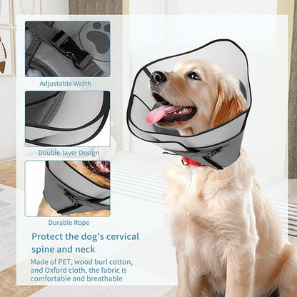 Adjustable Dog Cone Collar for Surgery Recovery, Soft Wound Collar After Surgery for Large Medium Dogs Prevent Licking, Adjutsable Elizabethan Dog Neck Collar, Comfortable Pet Recovery Collar