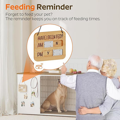 YATINEY Foldable Dog Crate Furniture, 47.2" Dog Crate with DIY Frame, Heavy Duty Dog Kennel Indoor with Hooks, Wooden Dog Cage End Table, for Small/Medium/Large Dogs, White DC120WH