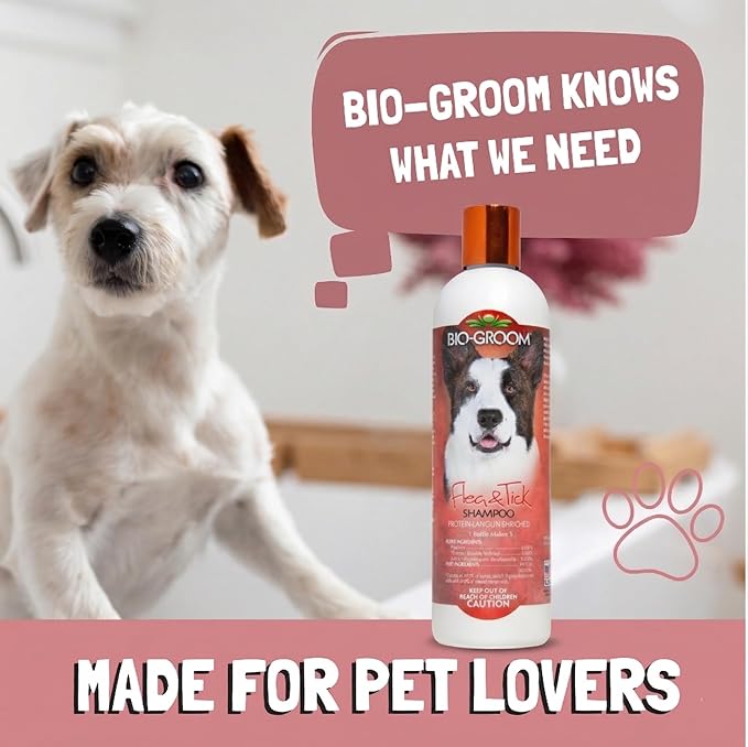Bio-Groom Flea & Tick Dog Shampoo - Flea and Tick Prevention for Dogs, Cat Flea Treatment, Cruelty-Free, Made in USA, Natural Tick Repellent, Protein-Lanolin Shampoo - 12 fl oz 1-Pack