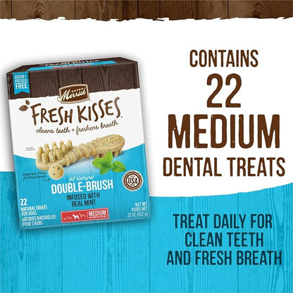 Merrick Fresh Kisses Dog Dental Chews Infused With Real Mint for Medium-Sized Dogs, Grain-Free Pet Treats, 23.0 oz. Box