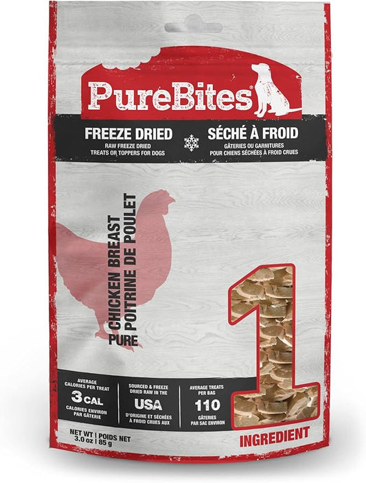 PureBites Chicken Breast Freeze Dried Dog Treats, 1 Ingredient, Made in USA, 3oz