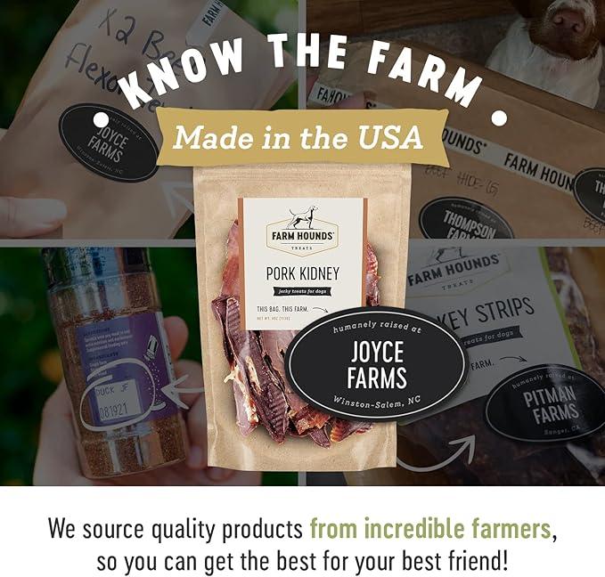 Farm Hounds - Pork Kidney - Premium Natural Jerky for Dogs - Made from 100% Humanely Raised Pork - Organ Treats - Great for Training & Treats - No Added Fillers - Made in USA - 4oz -2 Pack