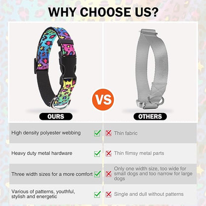 Dog Collar and Leash Set for Small Dogs, Adjustable Soft Puppy Collar with Quick Release Buckle, 5FT Heavy Duty Nylon Matching Leash for Boy Girl Chihuahua, Yorki, Bulldog, Leopard XS