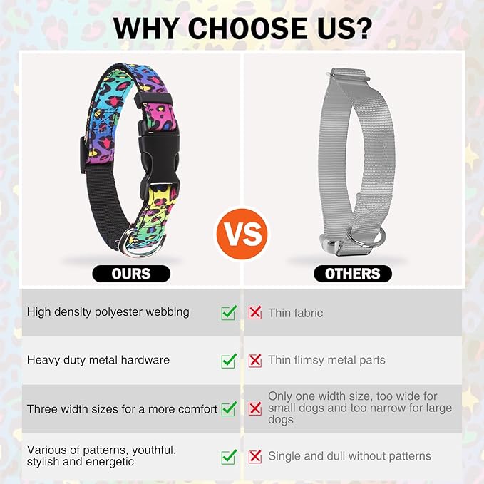 Dog Collar and Leash Set for Small Dogs, Adjustable Soft Puppy Collar with Quick Release Buckle, 5FT Heavy Duty Nylon Matching Leash for Boy Girl Chihuahua, Yorki, Bulldog, Leopard S