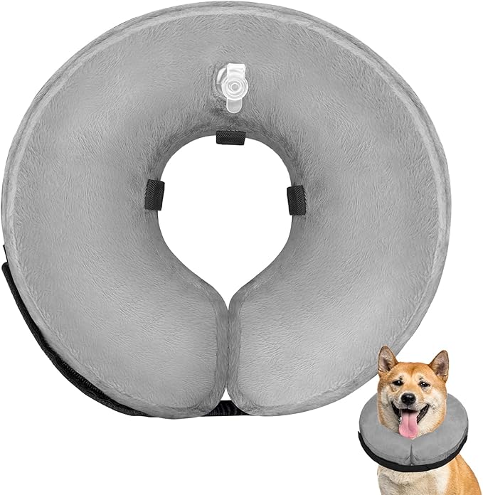 Dog Cone Collar for Small Medium Large Dogs After Surgery, Inflatable Doggie Neck Donut Collar Recovery ECollar, Soft Adjustable Dog Cones Alternative, Protective Pet Cones for Dogs