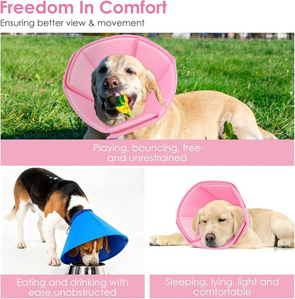 AOFITEE Dog Cone Collar, Adjustable Dog Cone for Dogs to Stop Licking, Breathable Elizabethan Collar for Small Medium Large Dogs Cats, Soft E-Collar Wound Healing After Surgery(Pink,Small)