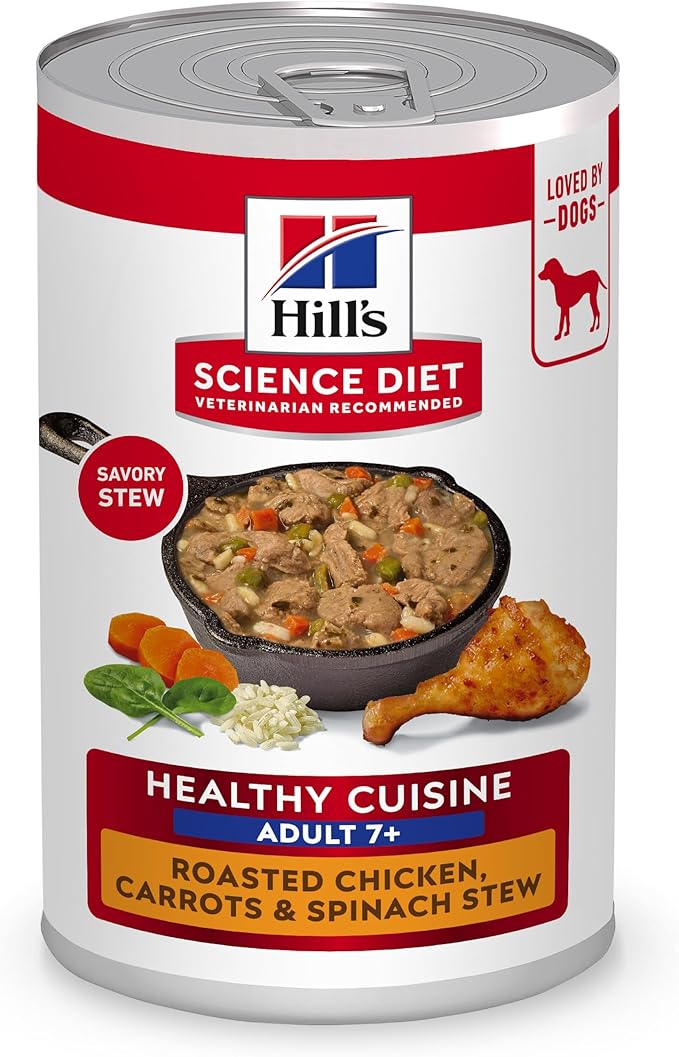 Hill's Science Diet Adult 7+ Healthy Cuisine Wet Dog Food, Roasted Chicken, Carrots, & Spinach Stew, 12.5 oz. Cans, 12-Pack