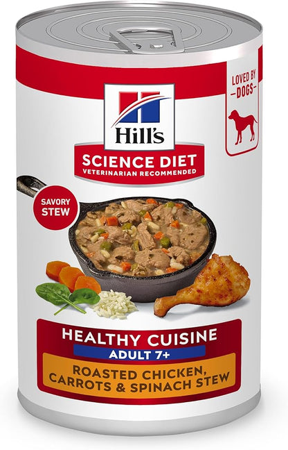 Hill's Science Diet Adult 7+ Healthy Cuisine Wet Dog Food, Roasted Chicken, Carrots, & Spinach Stew, 12.5 oz. Cans, 12-Pack