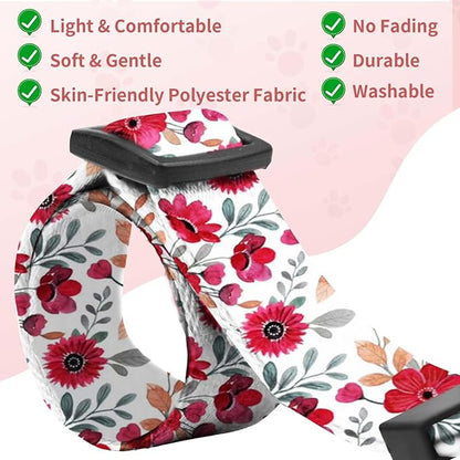 Kazazoo Dog Collar Cute and Soft Nylon Puppy Collar for Boy and Girl, Adjustable Dog Collars for Small Medium Dogs, Red Flowers-XS