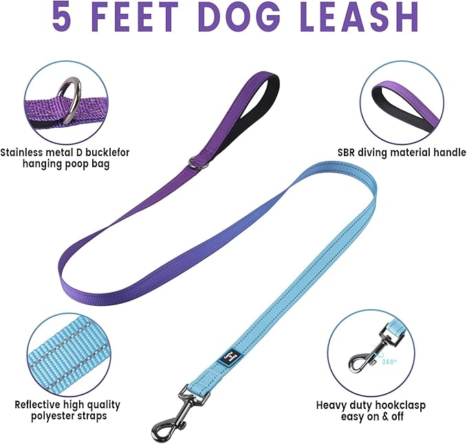 Roses&Poetry Dog Harness and Leash Set for Mediumn Dogs, No Pull Dog Harness Adjustable Reflective, Dog Halter Harnesses Comfort Padded Handle, Pet Harness for Training Outdoor Walking（Gsky-M