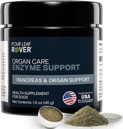 Four Leaf Rover Organ Care - Dog Digestive Support with Digestive Enzymes and Probiotics - Supports a Healthy Liver - Veterinarian Formulated - 30 Day Medium Dog Supply