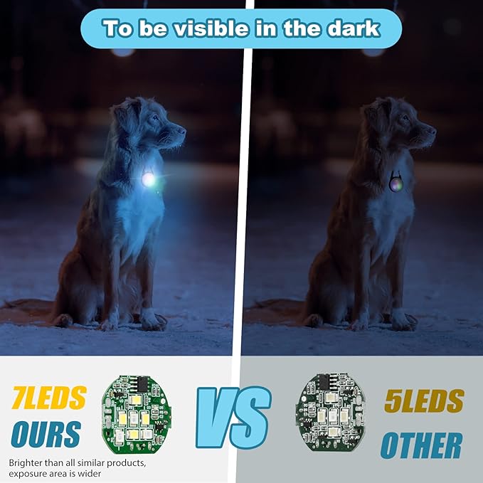 4 Modes Dog Lights for Night Walking, IP68 Waterproof Dog Collar Light, High Capacity Rechargeable Collar LED for Night Time Clip On（Black）