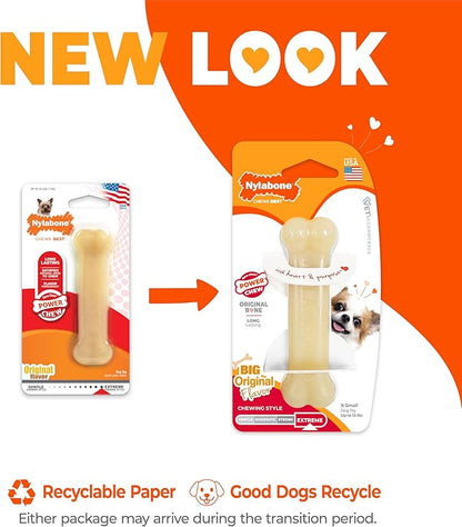 Nylabone Original Bone Power Chew Toy for Dogs, Durable & Tough Dog Toys for Aggressive Chewers, Original Flavor, X-Small/Petite - Up to 15 lbs, 1 Count