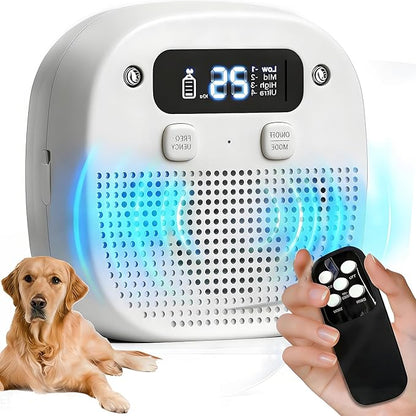 Dog Barking Control Devices, Anti Barking Device for Dogs with Remote Control, Ultrasonic & Sensor Technology, Rechargeable, Waterproof, Adjustable Modes & Frequencies, Bark Box Indoor Outdoor(White)
