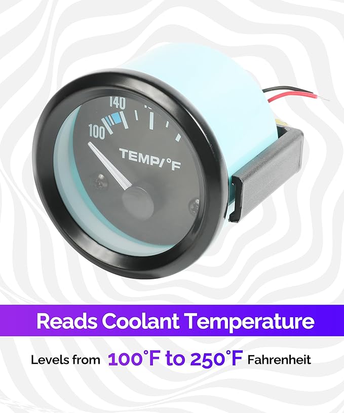 RACOONA 2" 52mm Water Temp Gauge,100-250℉ Water Temperature Gauge,Car Accessories Car Water Temp Gauge Meter with LED Backlight,Water Temp Thermometer Meter Kit for Car Truck Vehicle Automotive Boat