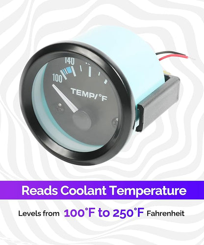 RACOONA 2" 52mm Water Temp Gauge,100-250℉ Water Temperature Gauge,Car Accessories Car Water Temp Gauge Meter with LED Backlight,Water Temp Thermometer Meter Kit for Car Truck Vehicle Automotive Boat