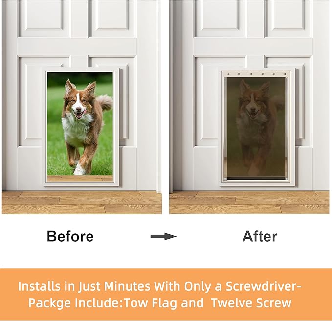 2 Pack Extra Large Dog Door Replacement Flaps with Screws, Compatible with PetSafe Freedom Doggie Doors PAC 11-11040, Dog Door Flap Measures 13 1/8”x 24 7/8”, Flexible, Durable