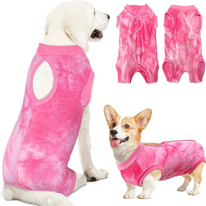 Lukovee Recovery Suit for Dogs, Onesie Surgery Recovery Suit for Female Male Dogs, Abdominal Wounds Cone E-Collar Alternative Prevent Licking Spay Recovery Suit (Pink,Small)