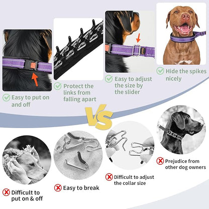 Mayerzon Martingale No Pull Collar for Medium Large Dogs, Patented Anti Pull Dog Collar with Buckle for Walking Training, with Reflective Stitching and Neoprene Padding, Adjustable(Purple, L)